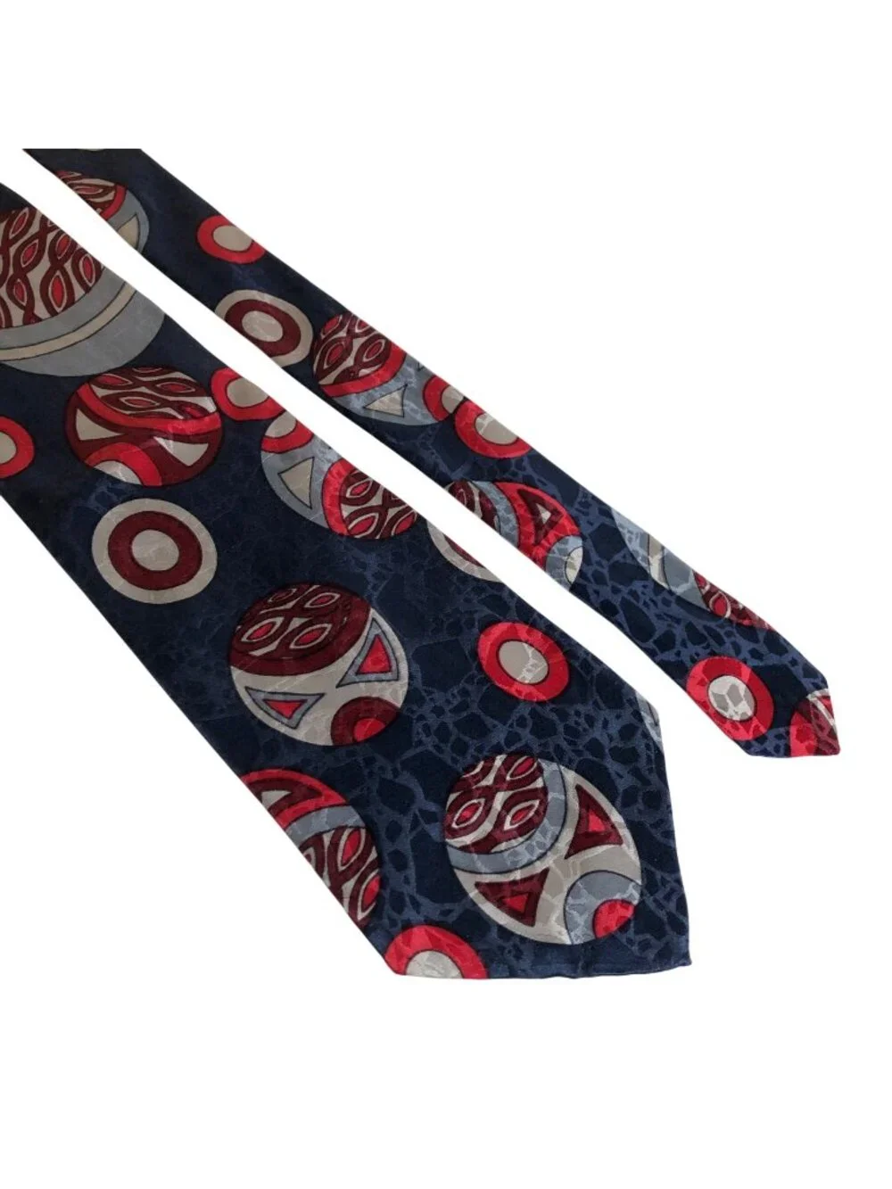 Silk Accents Blue Red Geometric Mens Silk Tie Accessory Office Work Dad Gift USA